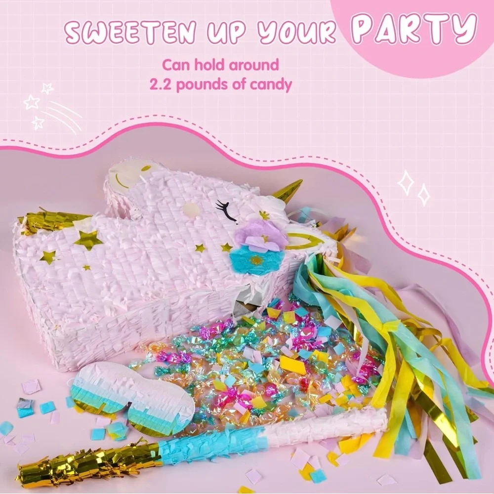 Unicorn Piñata Set with Pink and Gold‎ Accents